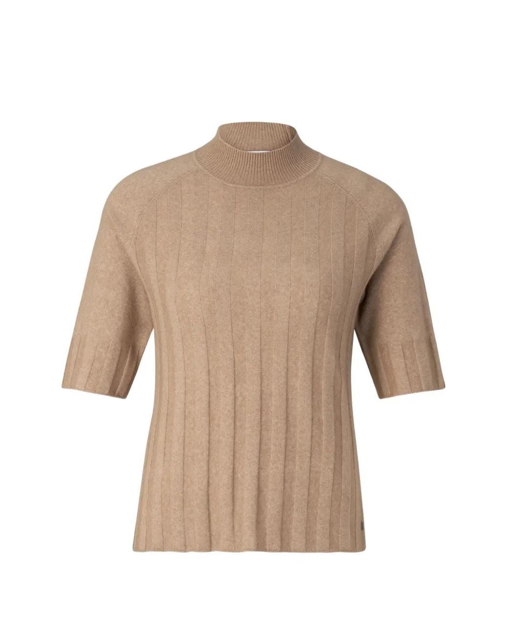 Bogner Natural Tina Ribbed-Knit Top