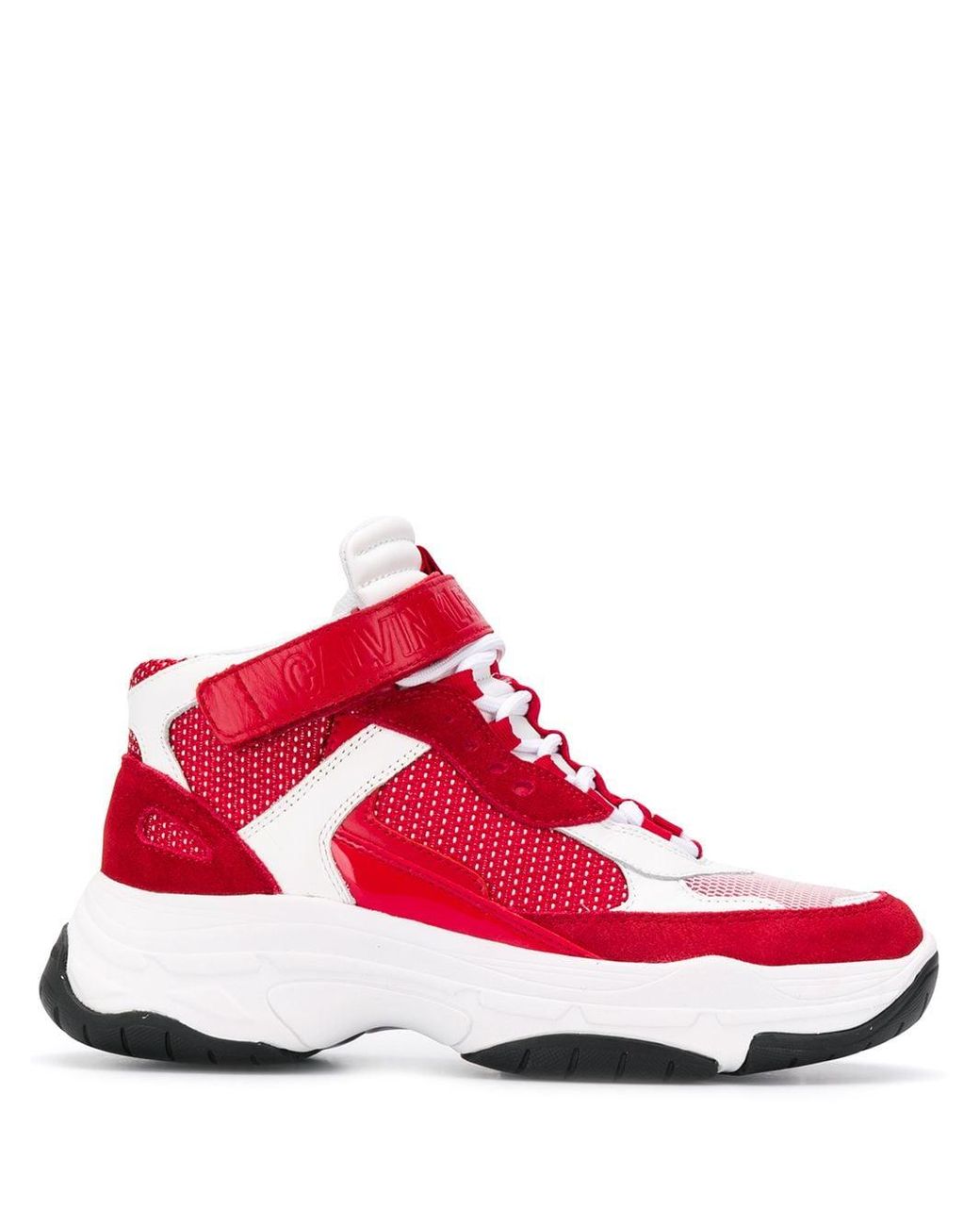 Calvin Klein Leather Mesh Upper Sneakers in Red - Lyst