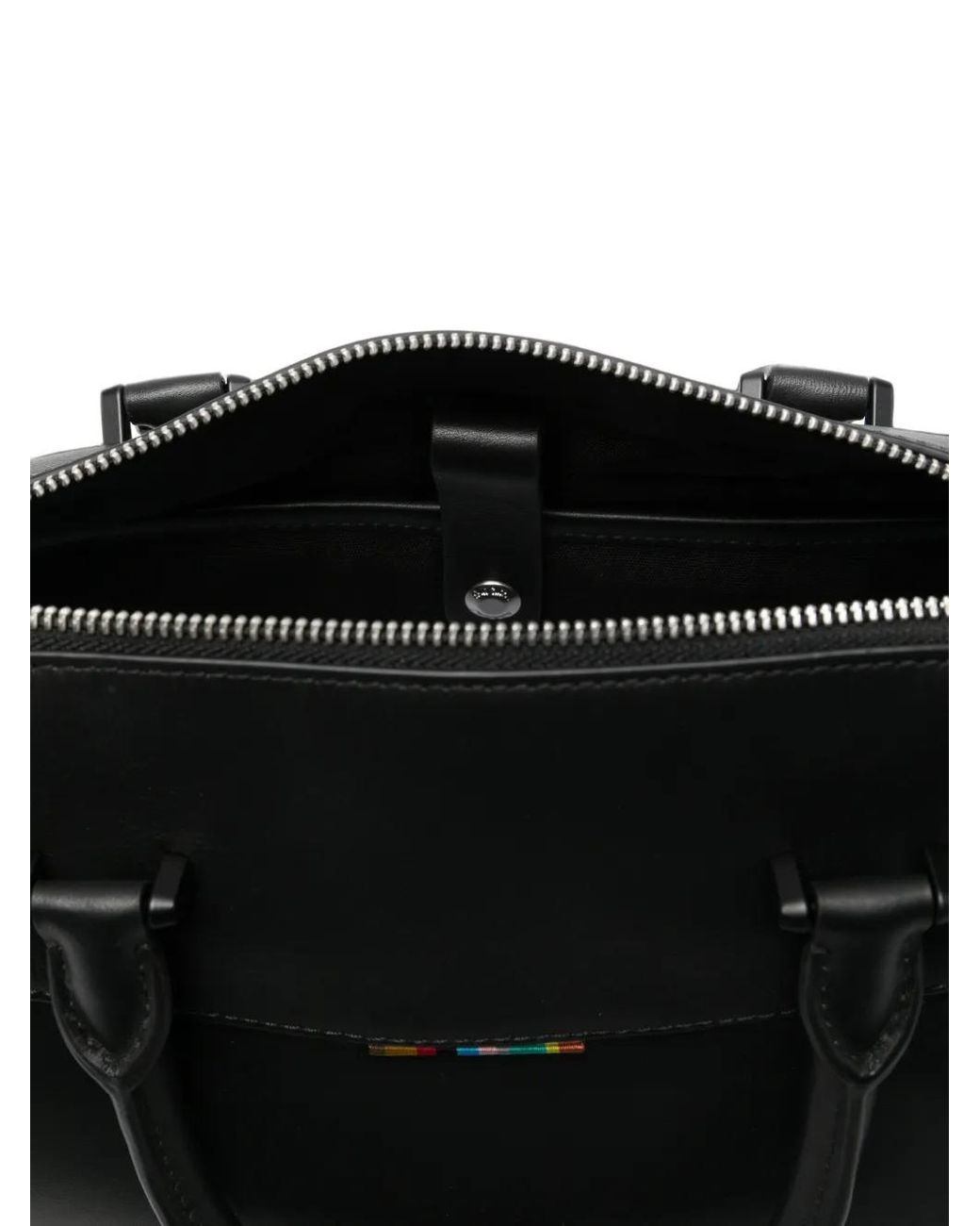 Paul Smith Black Signature Stripe Leather Briefcases Bag for men