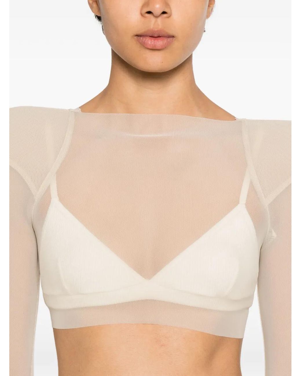 Rick Owens White Sheer T-Shirt With Structured Shoulders