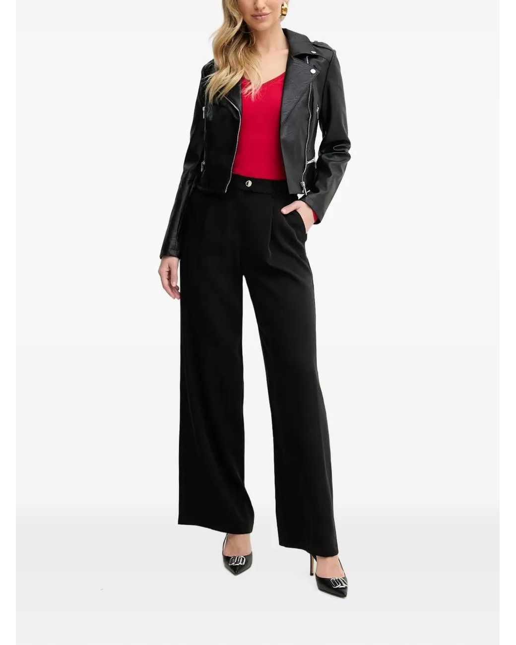 Morgan White Zip-Up Biker Jacket