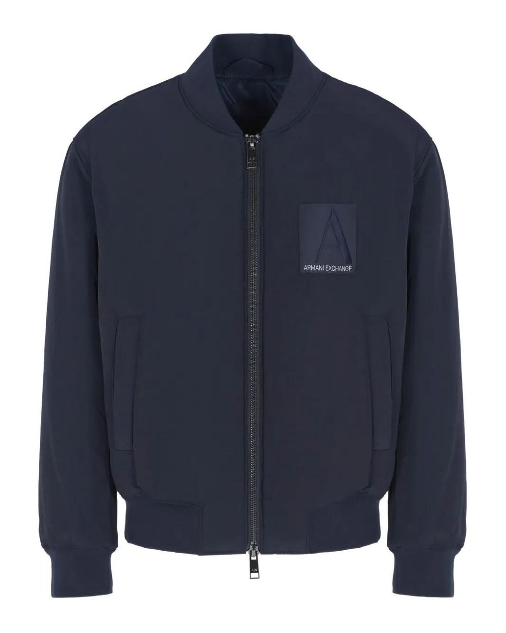 ARMANI EXCHANGE Logo-Patch Bomber Jacket in Blue for Men | Lyst ARMANI EXCHANGE Logo-Patch Bomber Jacket in Blue for Men | Lyst