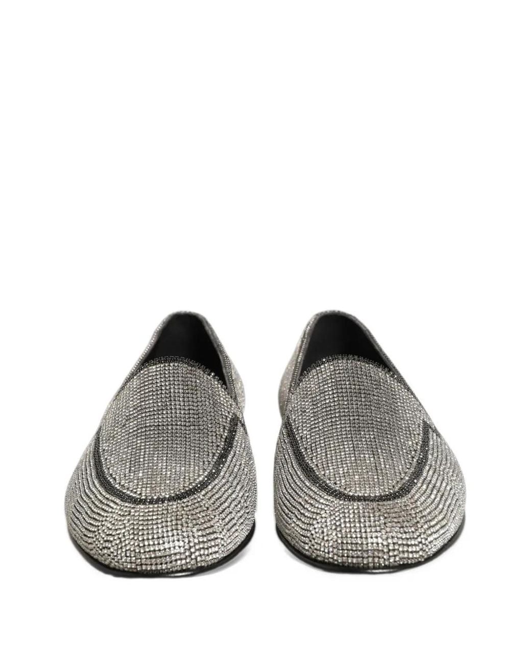Dolce & Gabbana White Crystal-Embellished Loafers for men