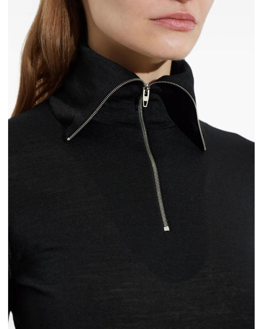 Jil Sander Black Haut Zippé À Col Roulé