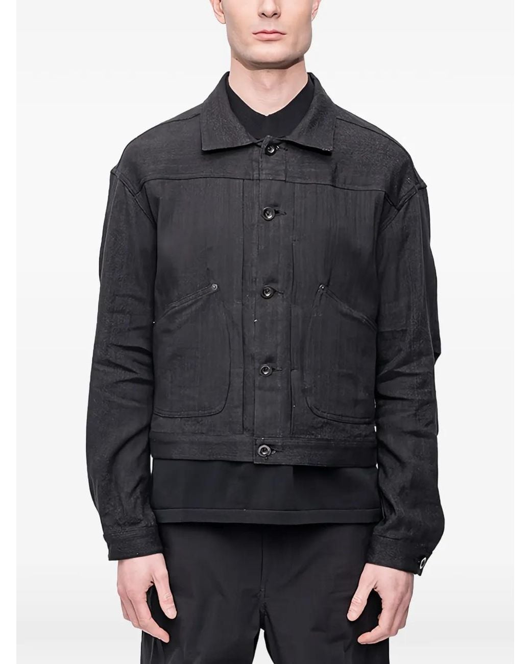 The Viridi-anne Gray Herringbone-Pattern Jacket for men