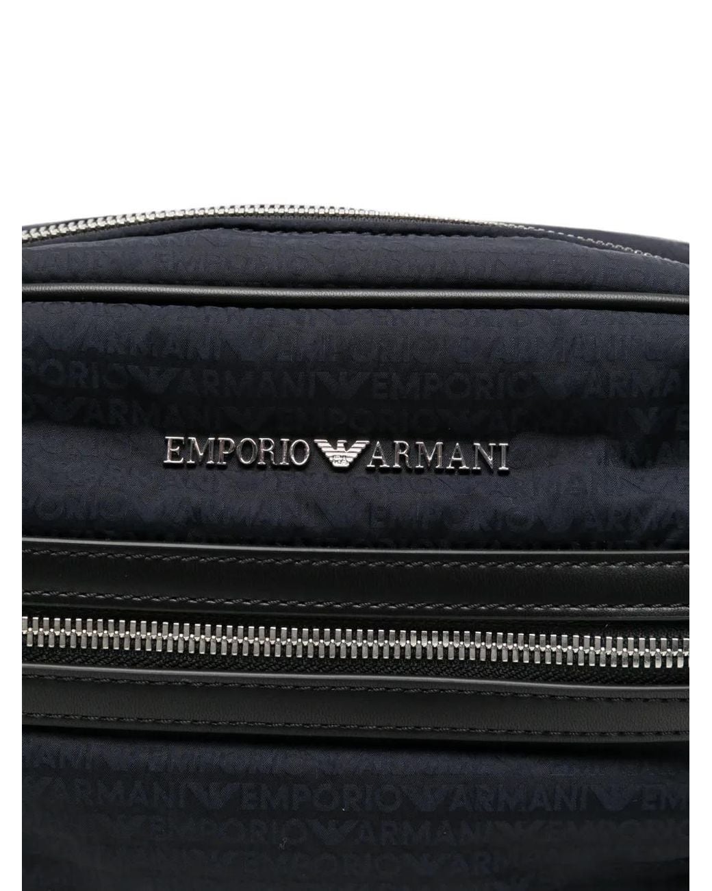 Emporio Armani Black Logo-Print Zip-Fastening Shoulder Bag for men