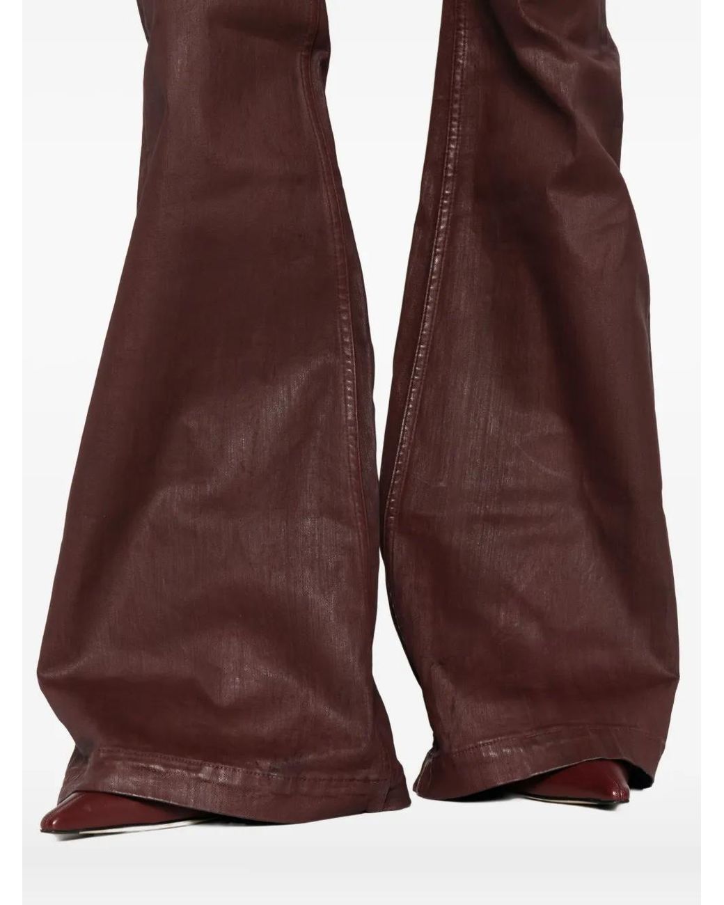 Rick Owens Brown Bolan Wax-Coated Jeans