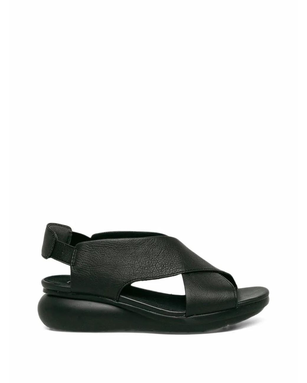 Camper Black Balloon Crossover-Strap Slingback Sandals