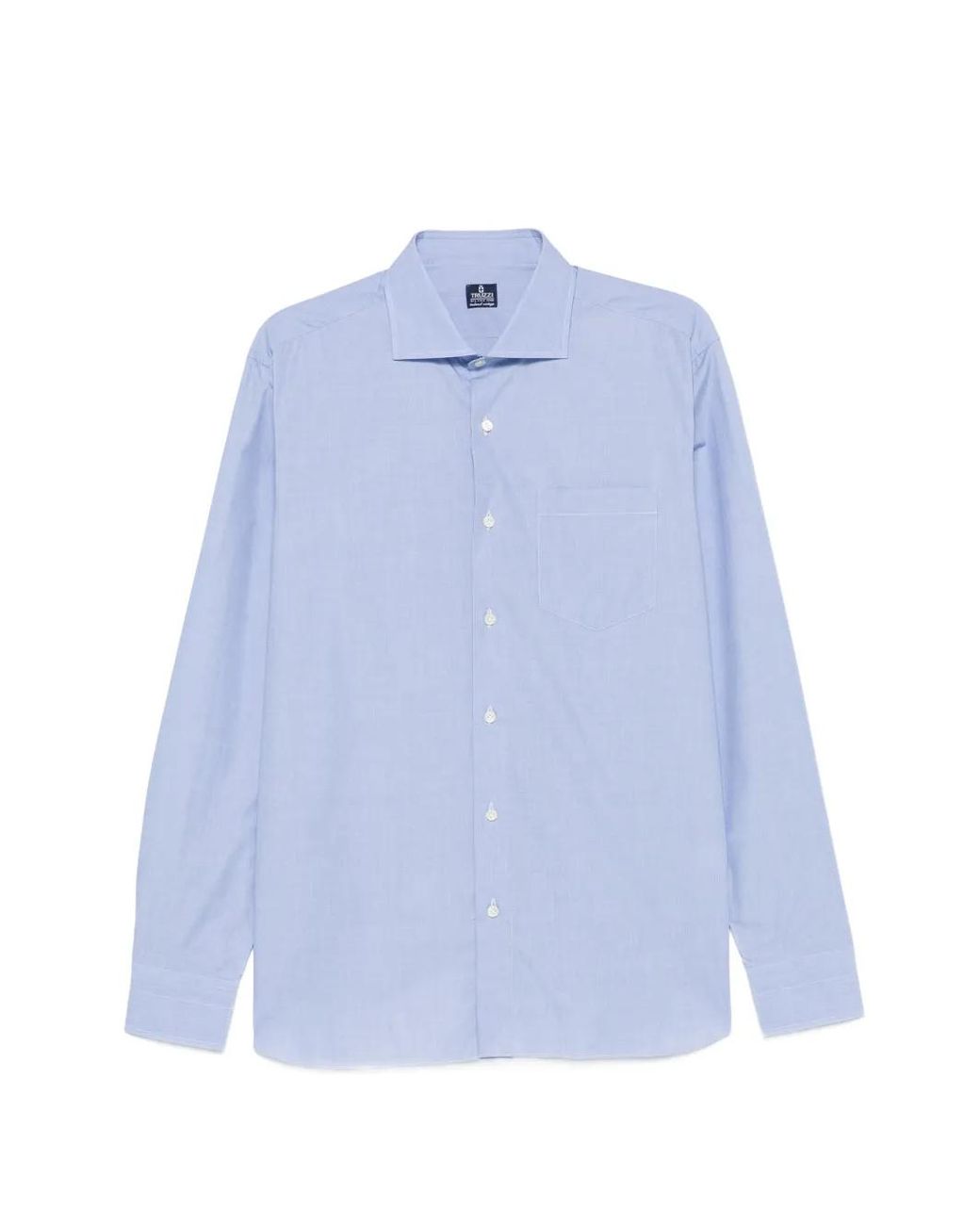Truzzi Blue Chest-Pocket Spread-Collar Shirt for men