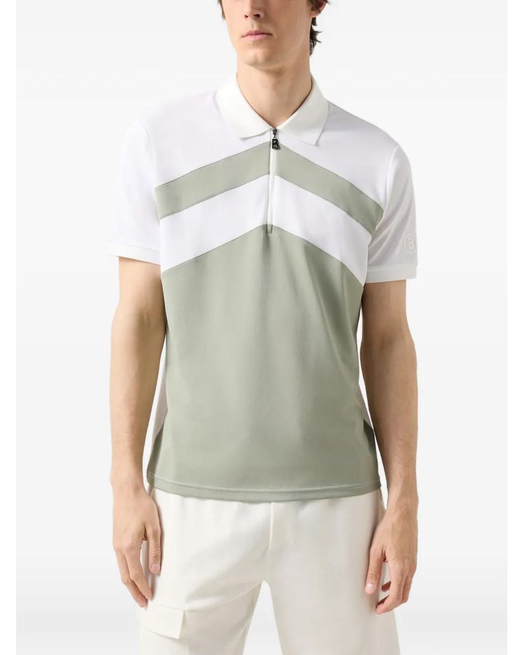 Bogner Gray Cuno Colour-Block Zip-Fastening Polo Shirt for men
