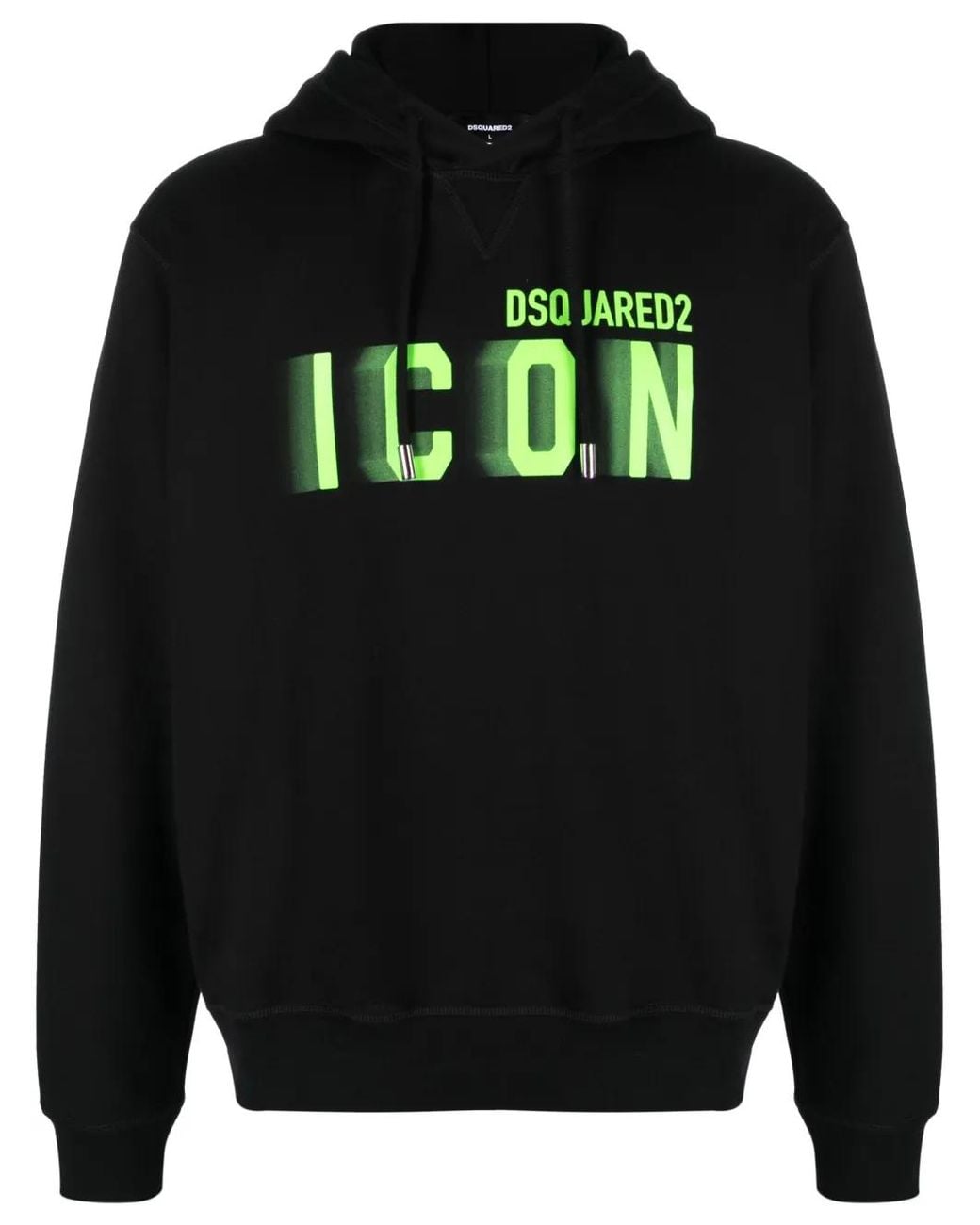 DSquared² Black Logo-Print Cotton Hoodie for men