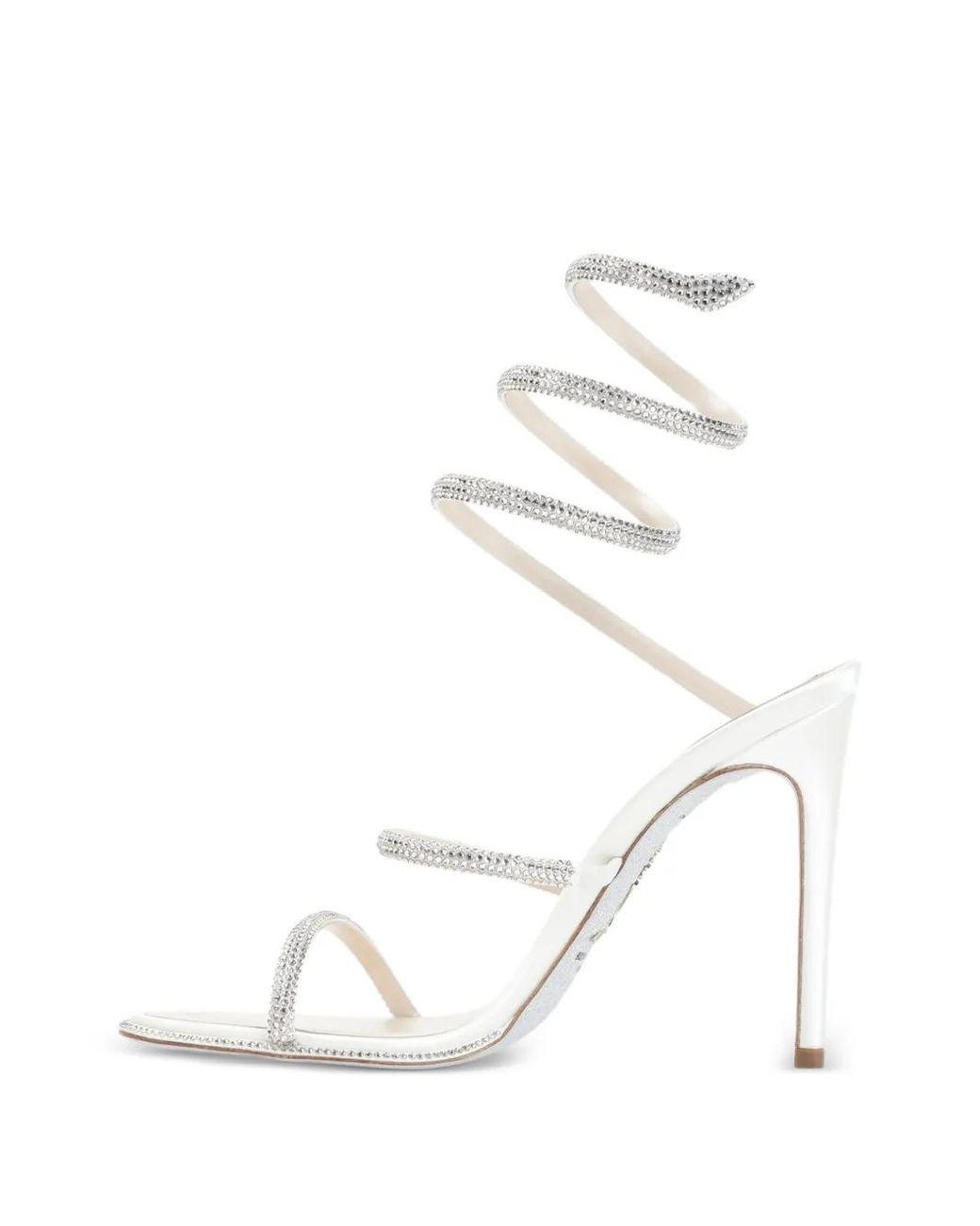 Rene Caovilla White Cleo Crystal-Embellished Sandals
