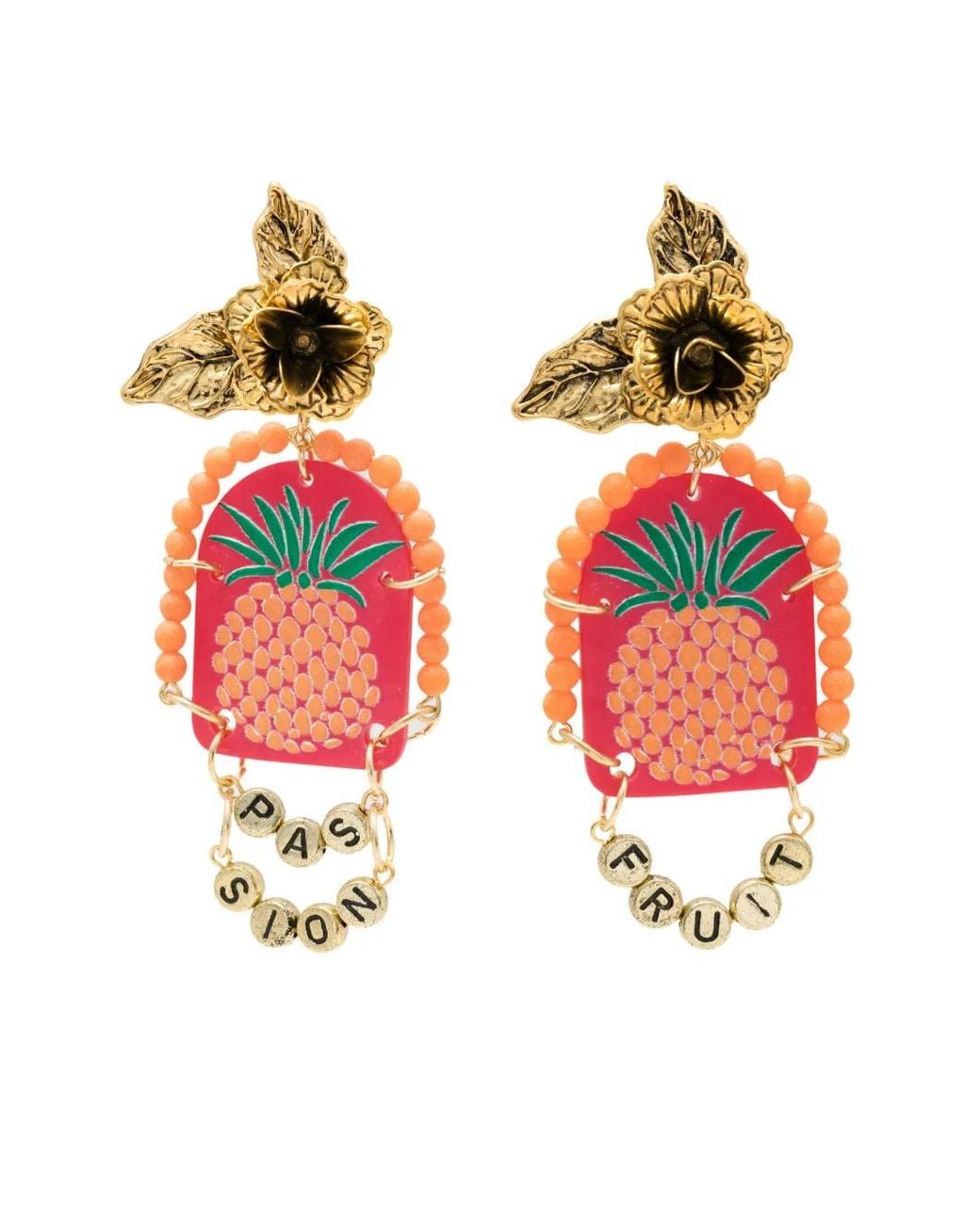 Amir Slama Red Pineapple-Motif Drop Earrings