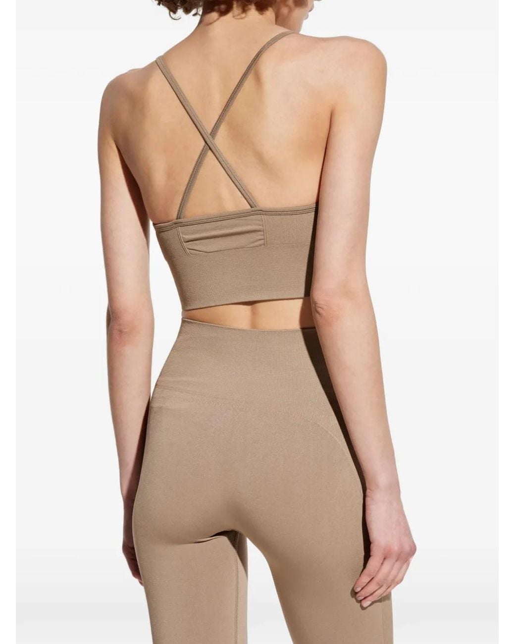 Rethinkit Studios Brown Seamless Criss-Cross Performance Top
