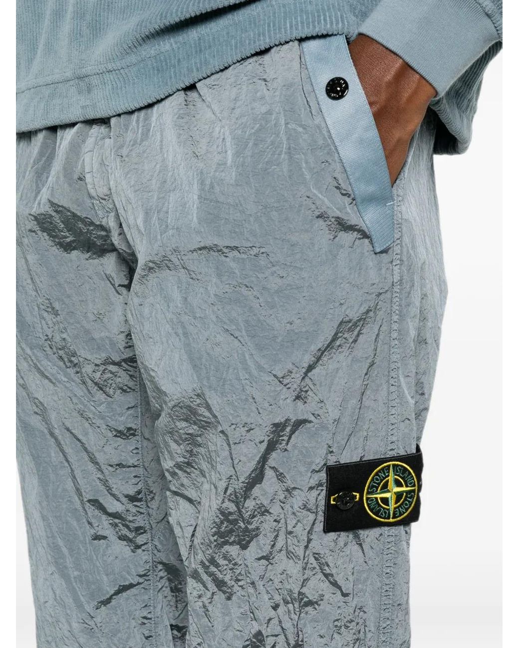 Stone Island Gray Logo-Patch Track Pants for men