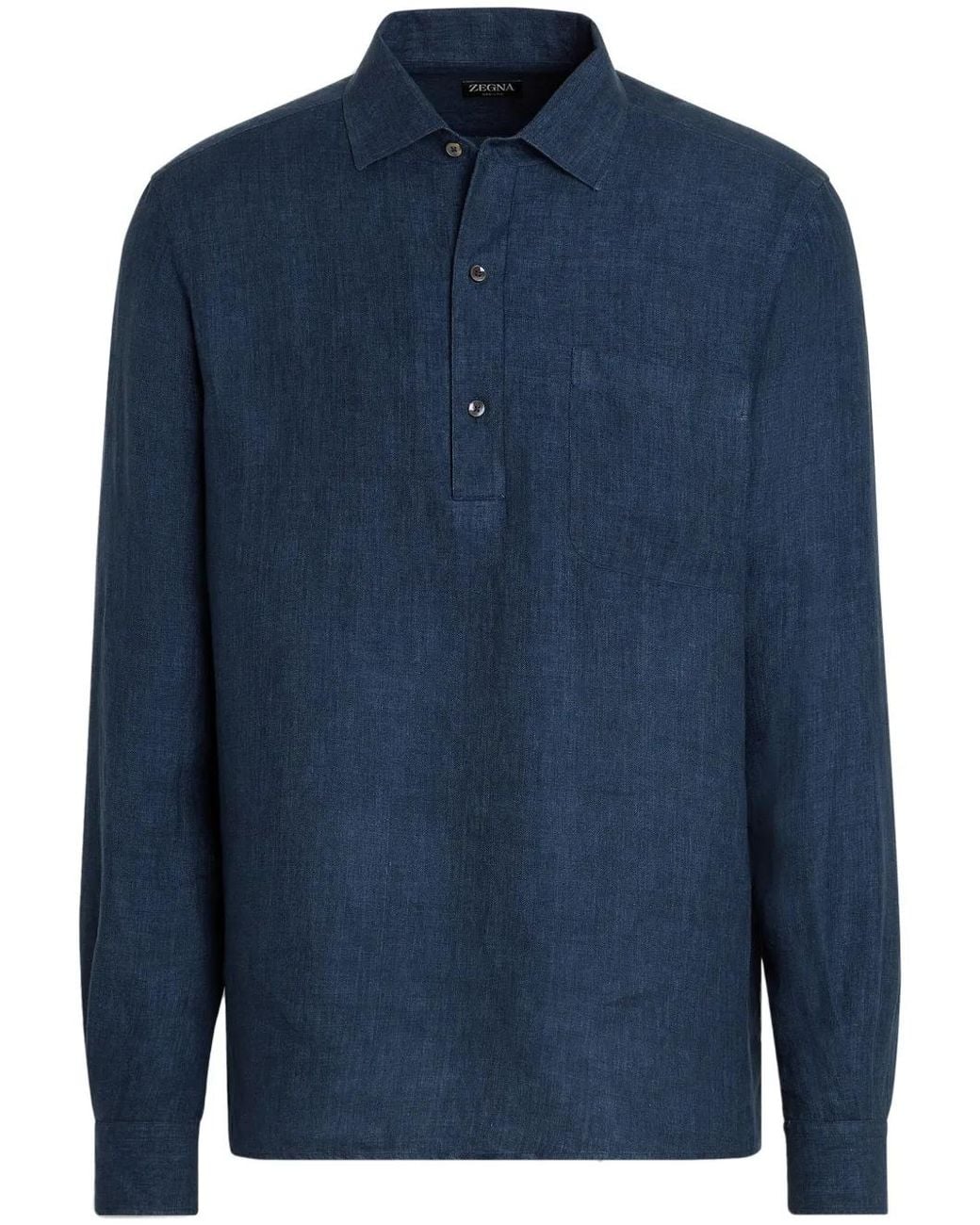 Zegna Blue Oasi Lino Shirt for men