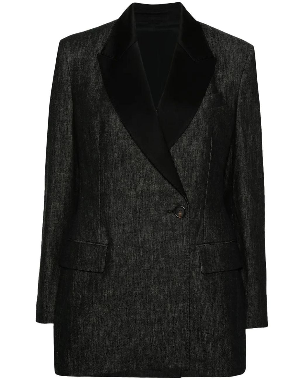 Brunello Cucinelli Black Double-Breasted Denim Blazer