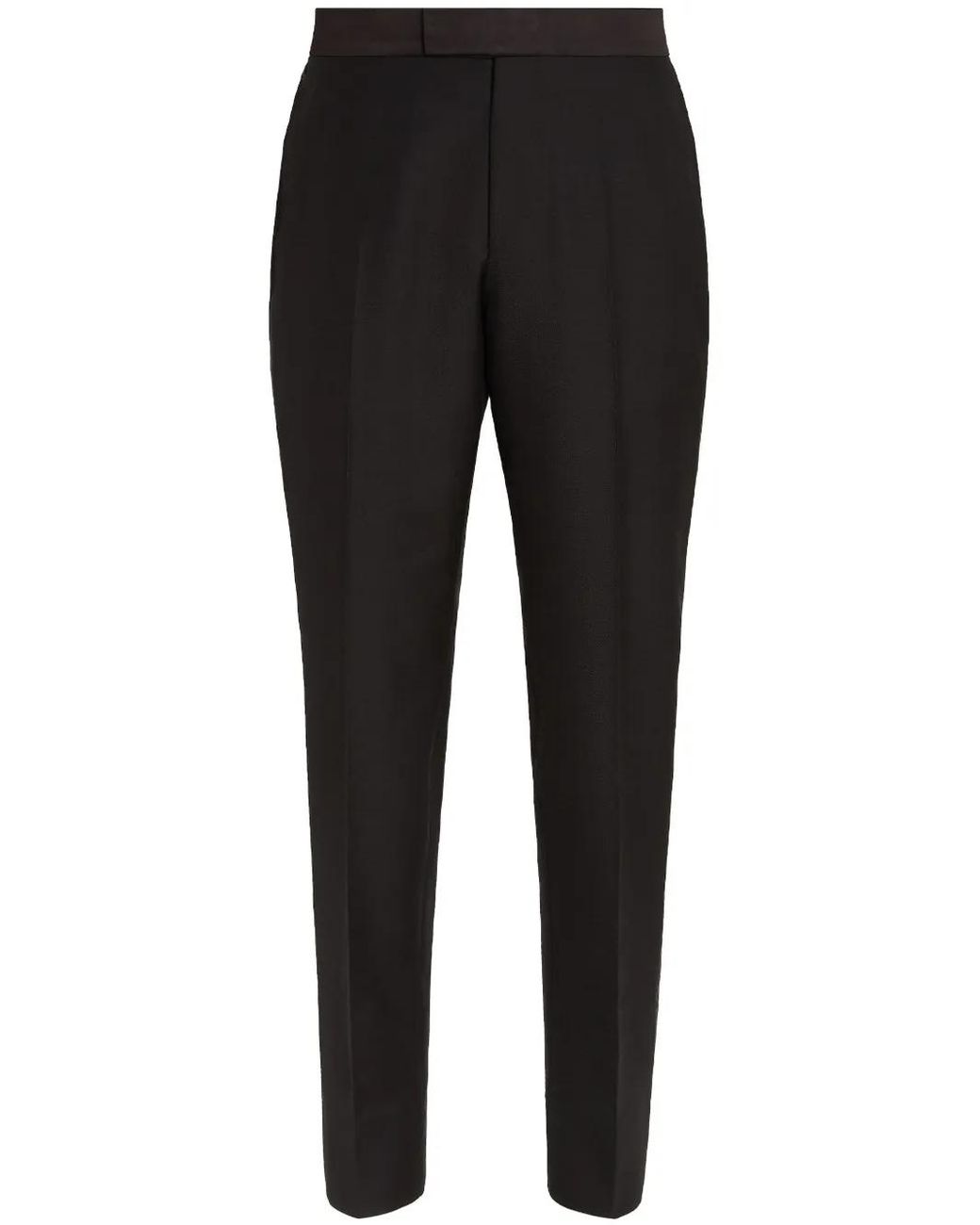 Zegna Black Wool-Mohair Tailored Trousers for men