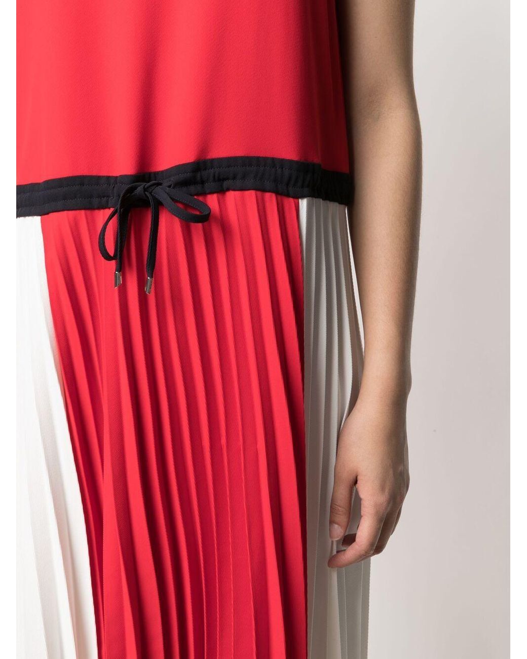 Robe plissée colour block Tommy Hilfiger en coloris Rouge | Lyst