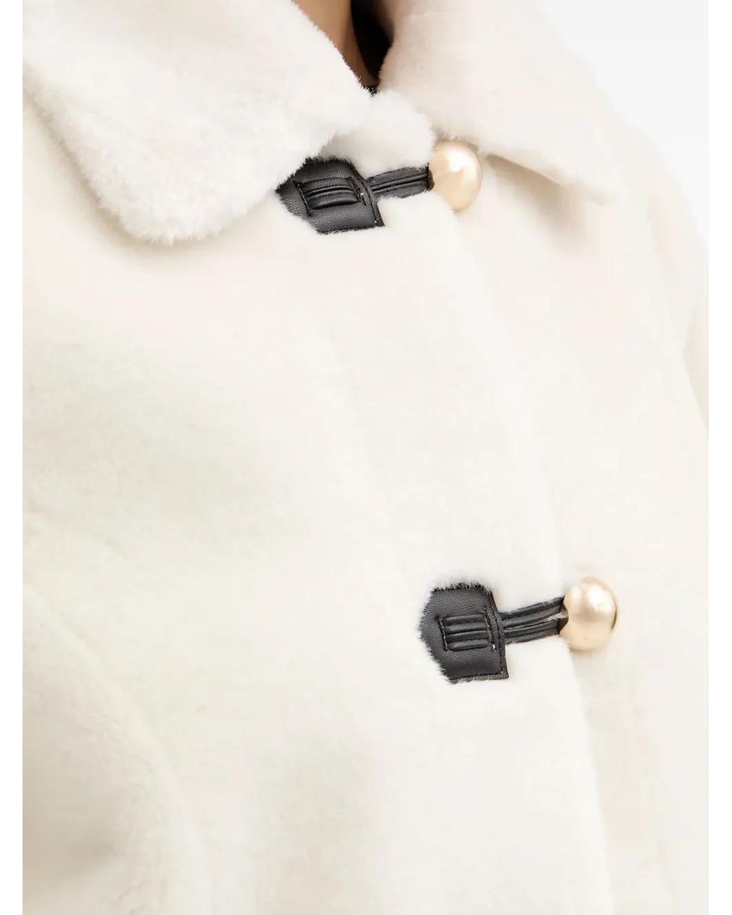 Morgan Natural Button-Fastening Faux-Fur Coat