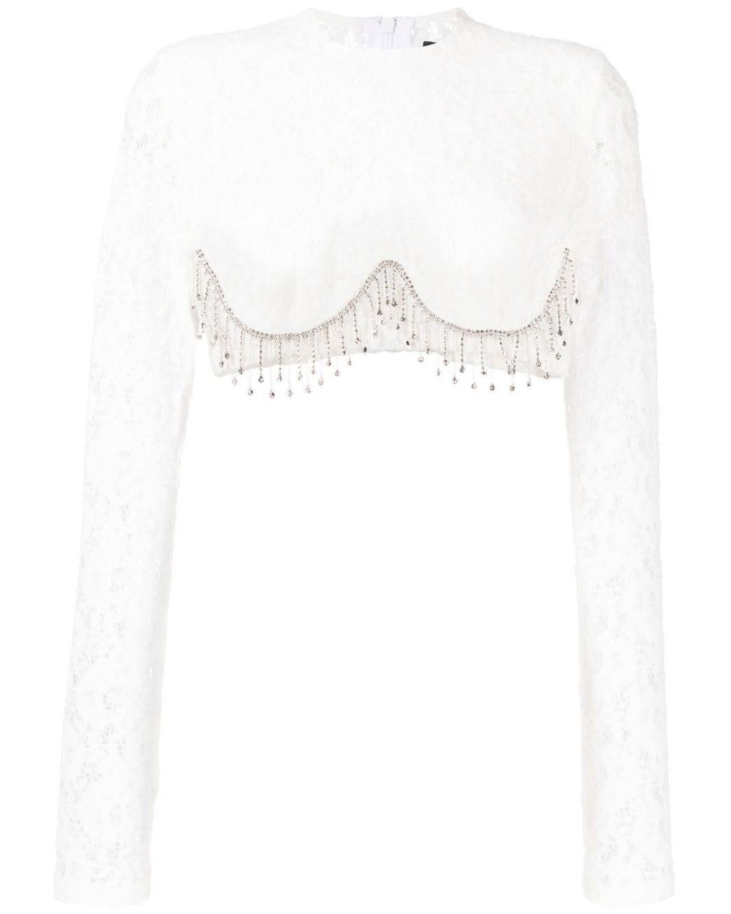 ANOUKI Crystal-embellished Lace Top in White | Lyst