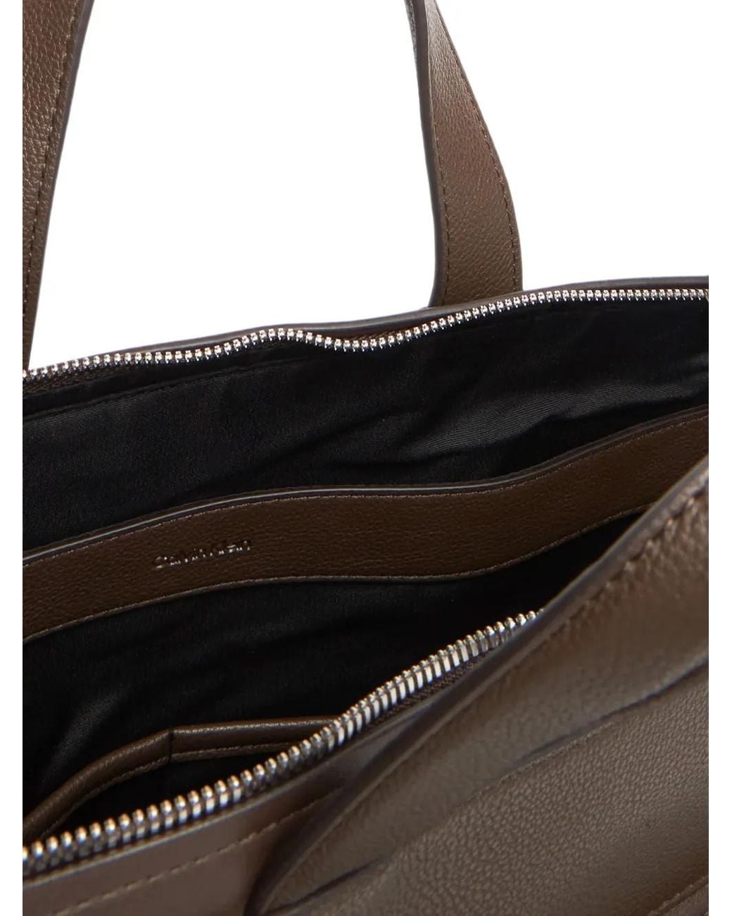 Calvin Klein Brown Grained-Effect Briefcase for men