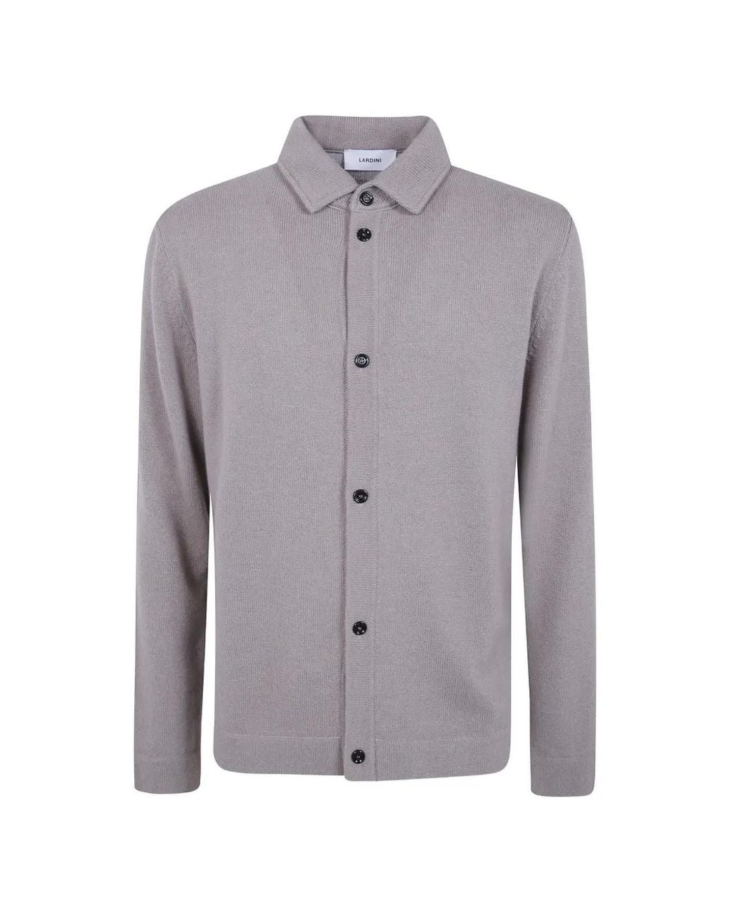 Lardini Gray Button-Up Collared Cardigan for men
