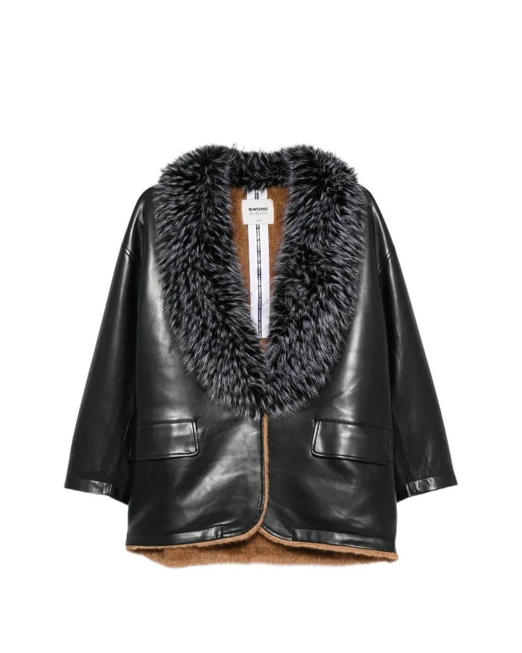 S.w.o.r.d 6.6.44 Black Fur-Trim Leather Coat