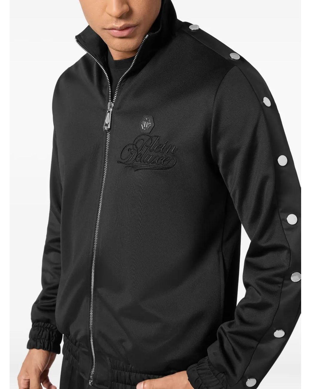 Philipp Plein Black Button-Detail Track Jacket for men