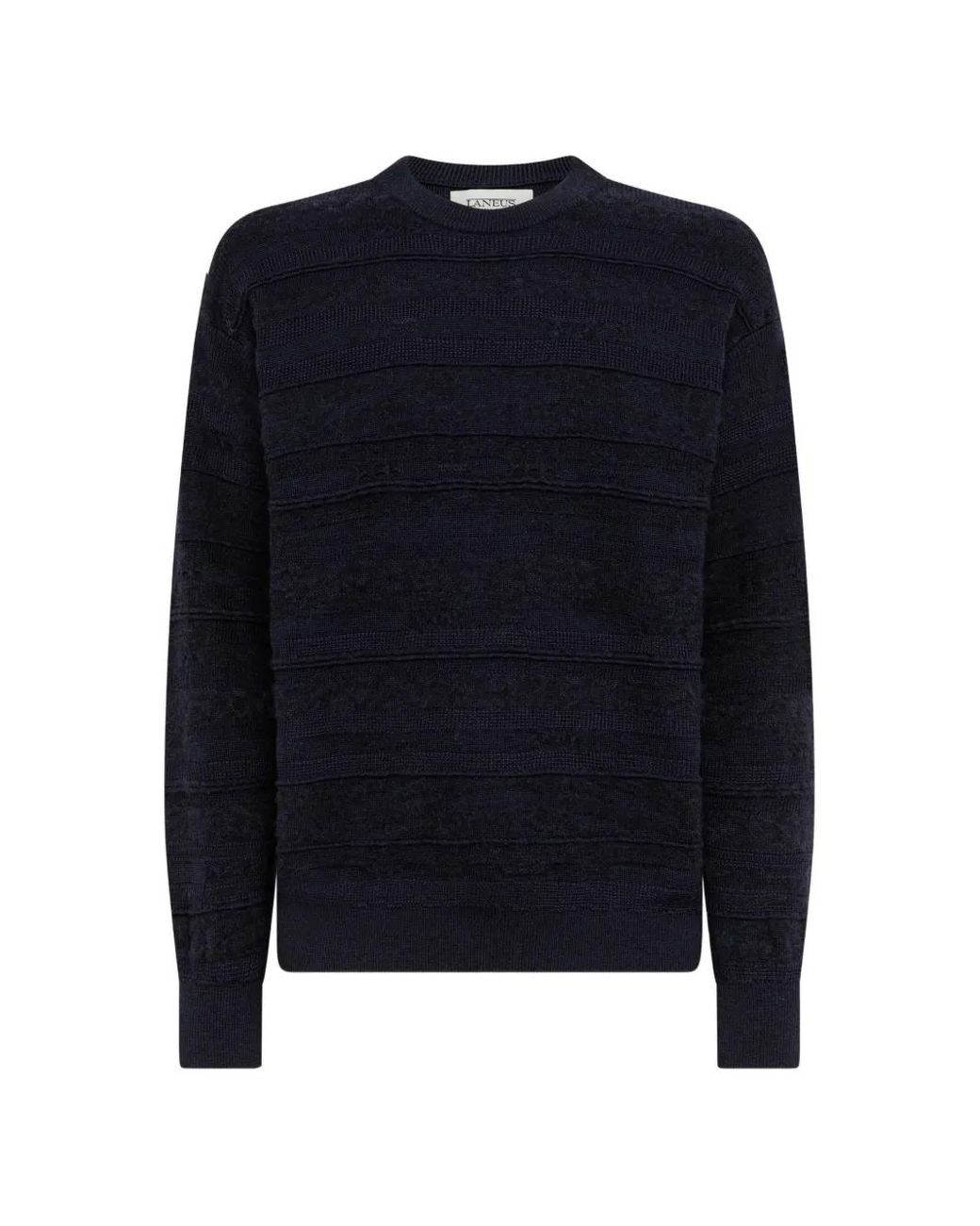 Laneus Blue Jacquard-Knit Crew-Neck Sweater for men