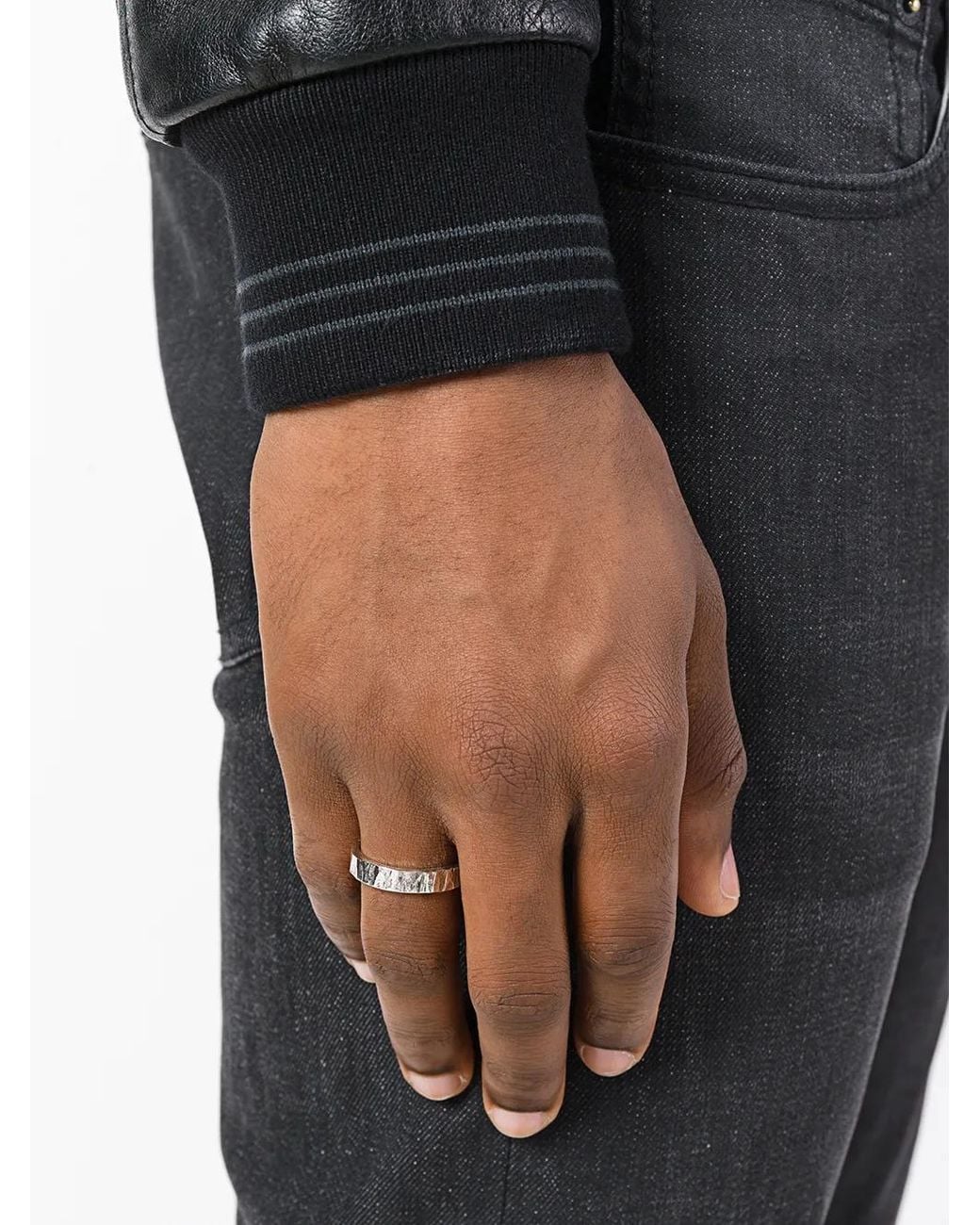 Emanuele Bicocchi Metallic Hammered Band Ring for men