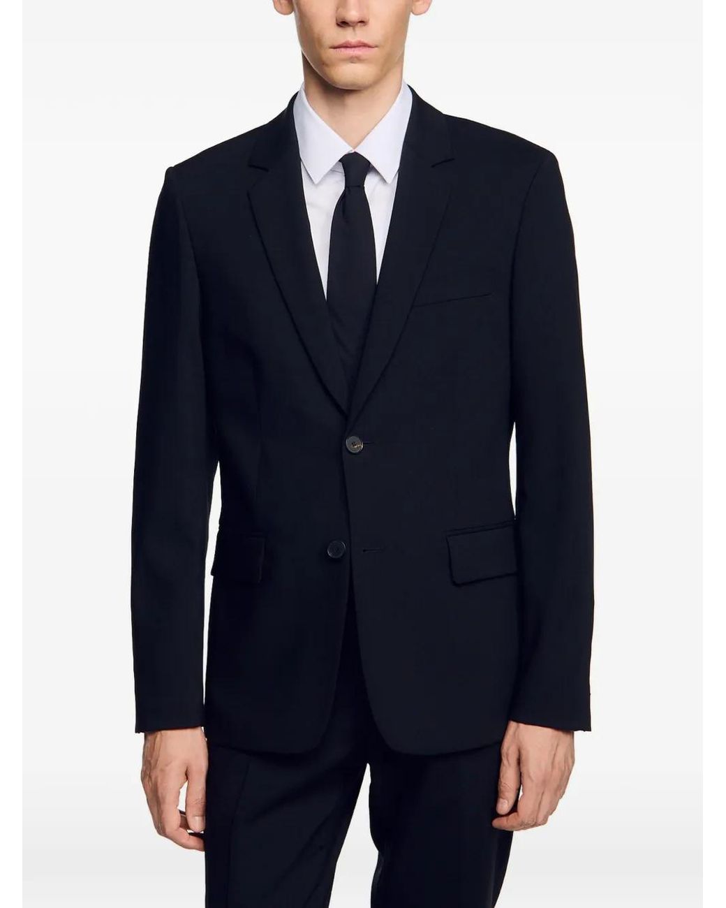 Sandro Black Virgin Wool Suit Jacket for men