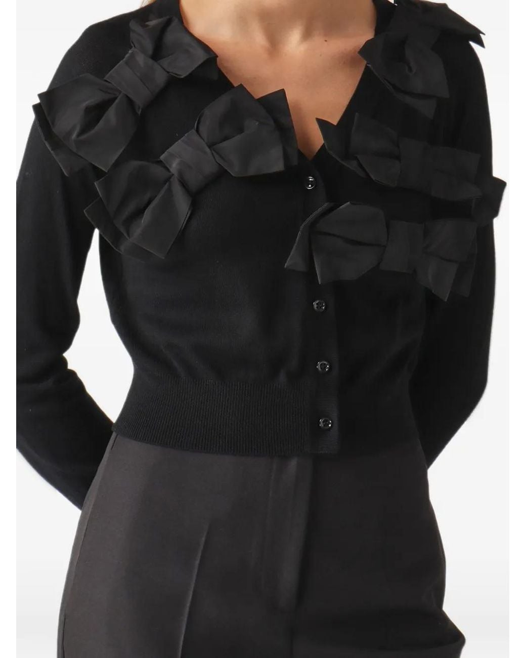 MEIMEIJ Black Bow-Embellished Cardigan