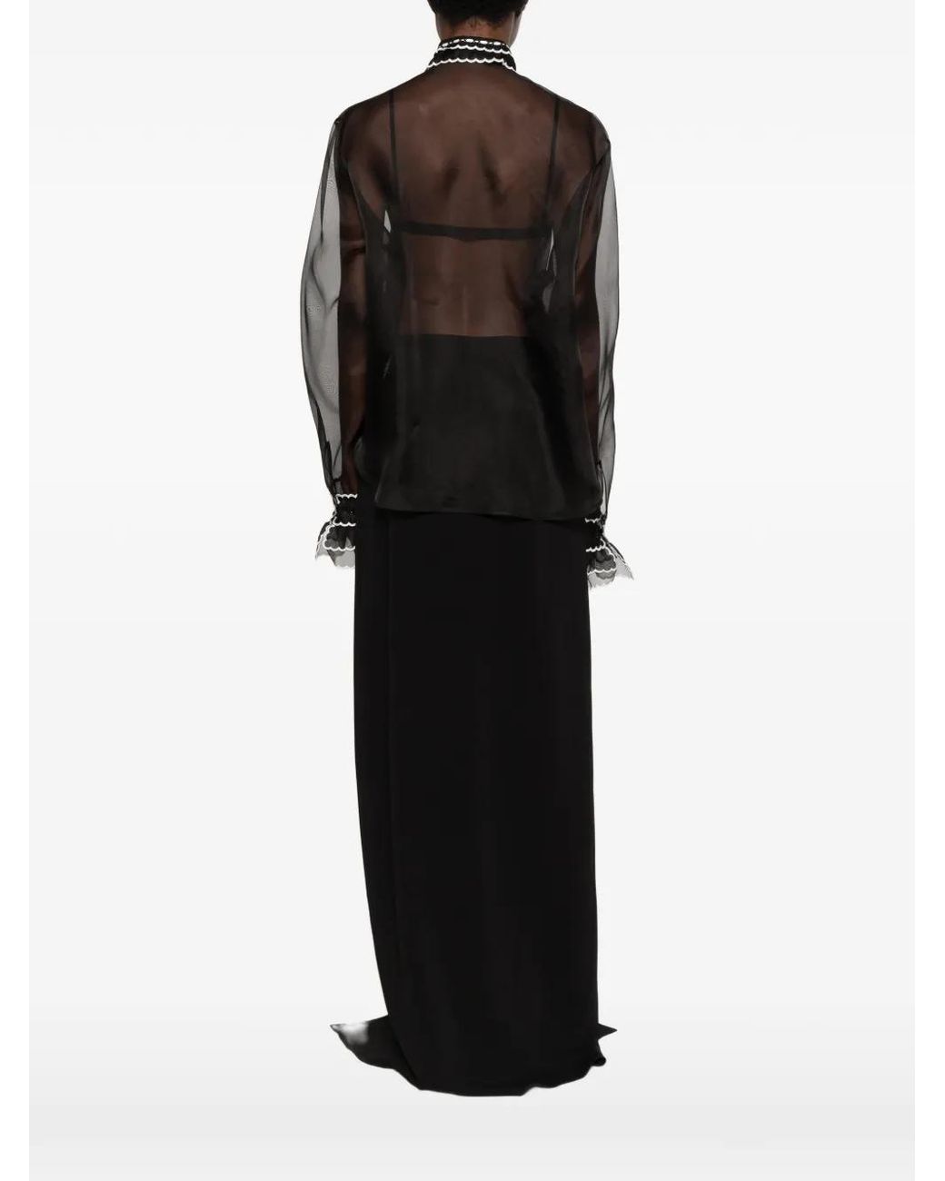 Ermanno Scervino Black Scalloped-Embroidered Shirt