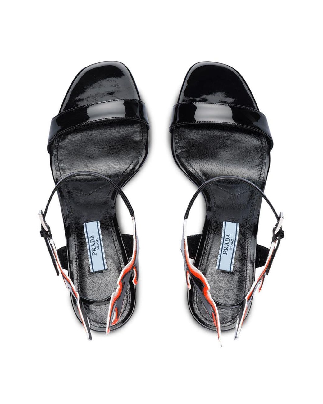 Sandales à détails de flammes Cuir Prada en coloris Noir | Lyst