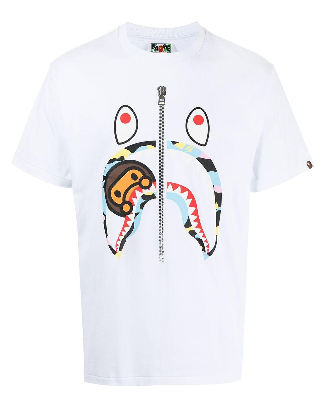 A Bathing Ape Shark Print Cotton T-shirt in White for Men - Lyst