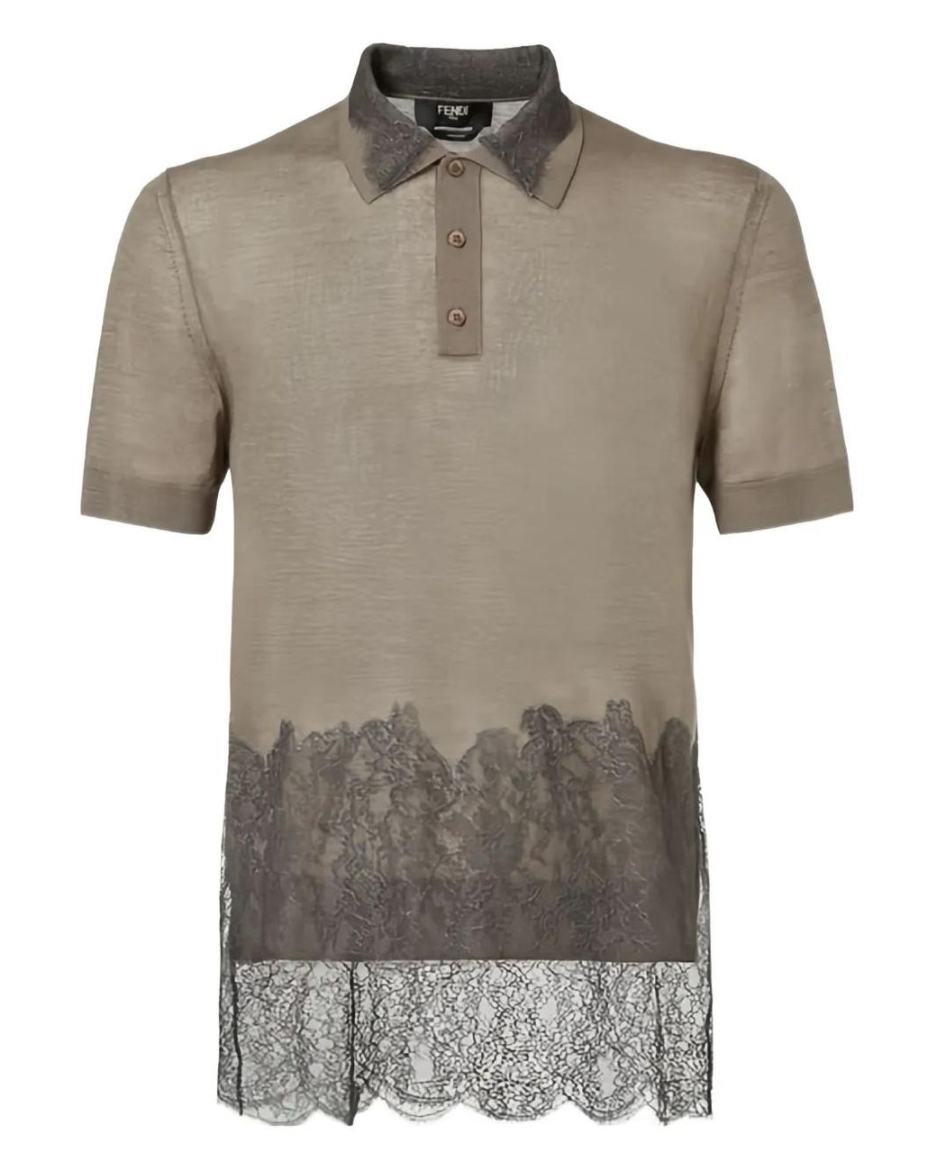 Polo Con Inserti di Fendi in Gray da Uomo