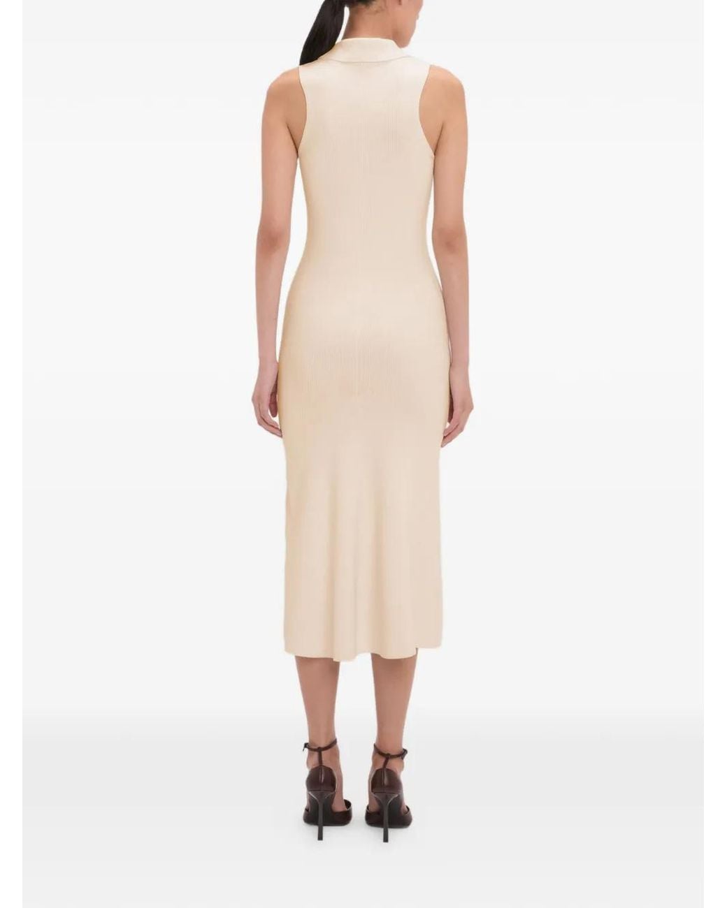 Victoria Beckham White Mira Zip-Up Midi Dress