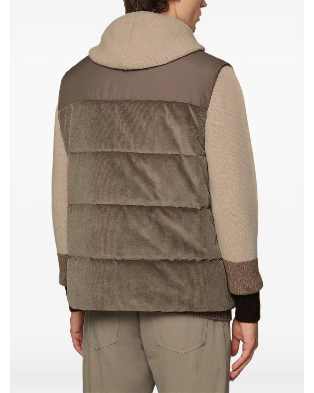 Kiton Brown Sleeveless Quilted Gilet for men
