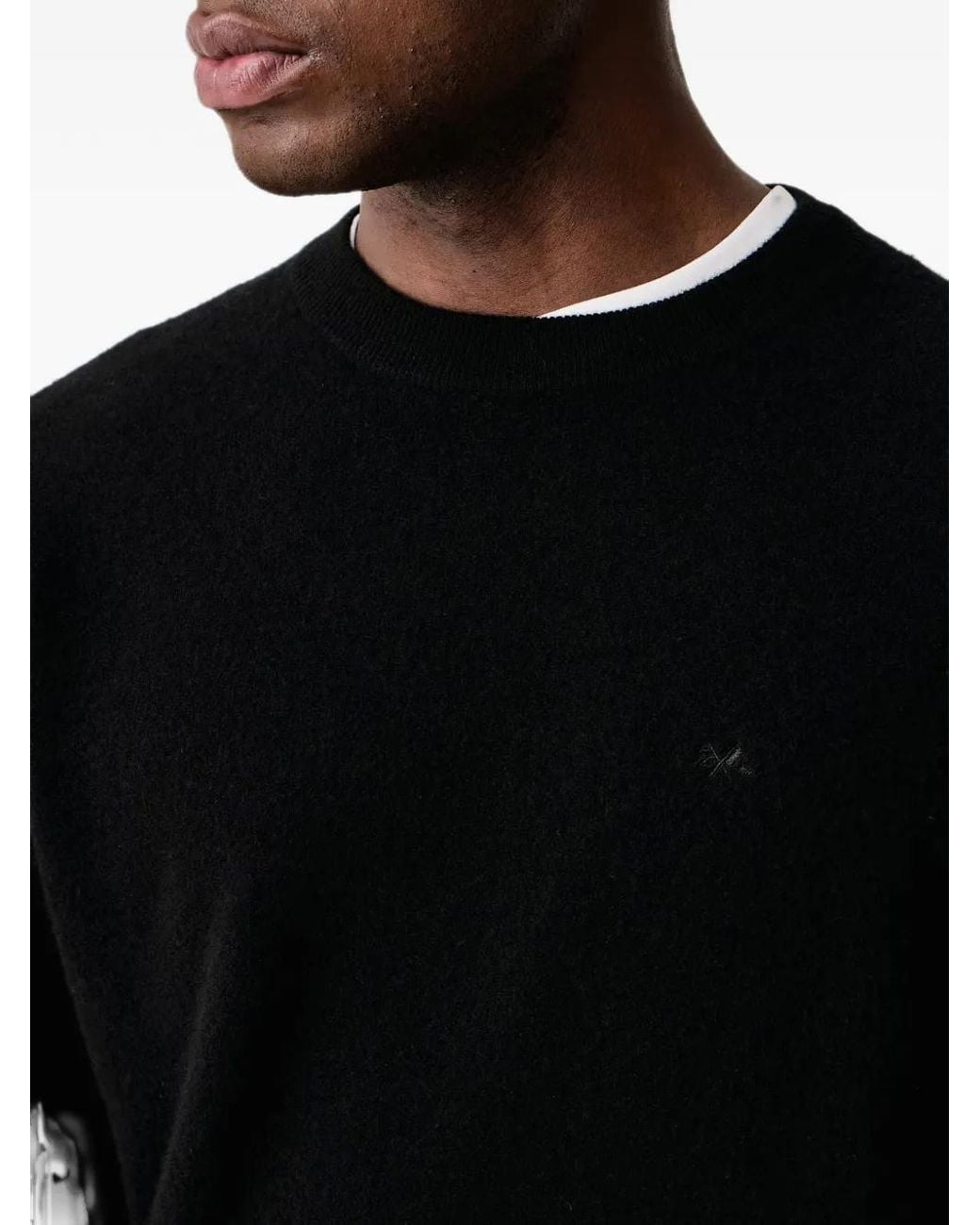 Lindbergh Black Embroidered-Logo Wool Sweater for men