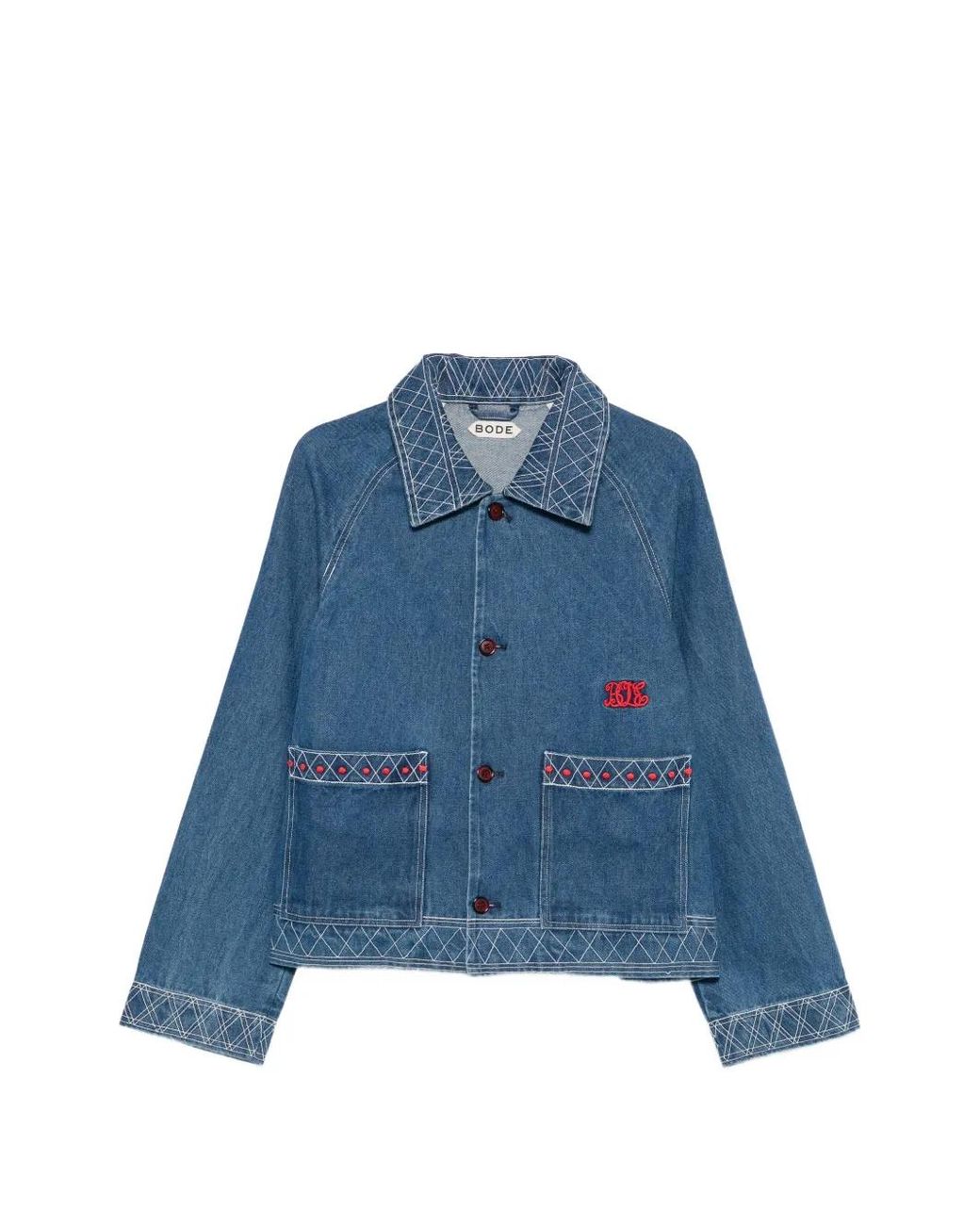 Bode Blue Embroidered Denim Jacket