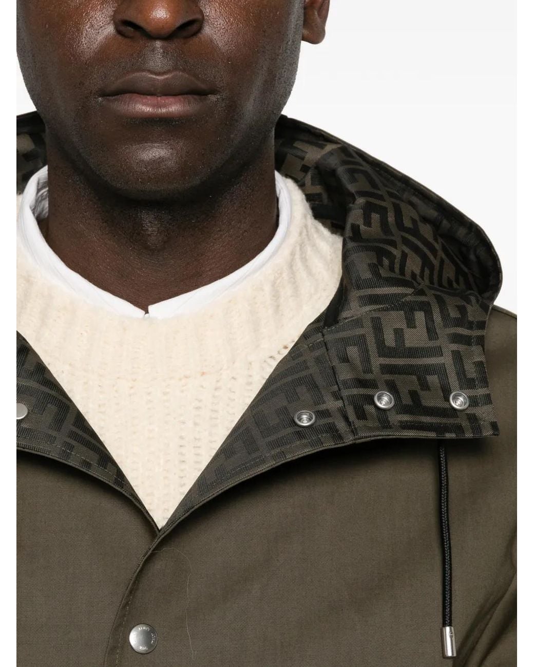 Fendi Brown Ff-Monogram-Print Hooded Parka for men
