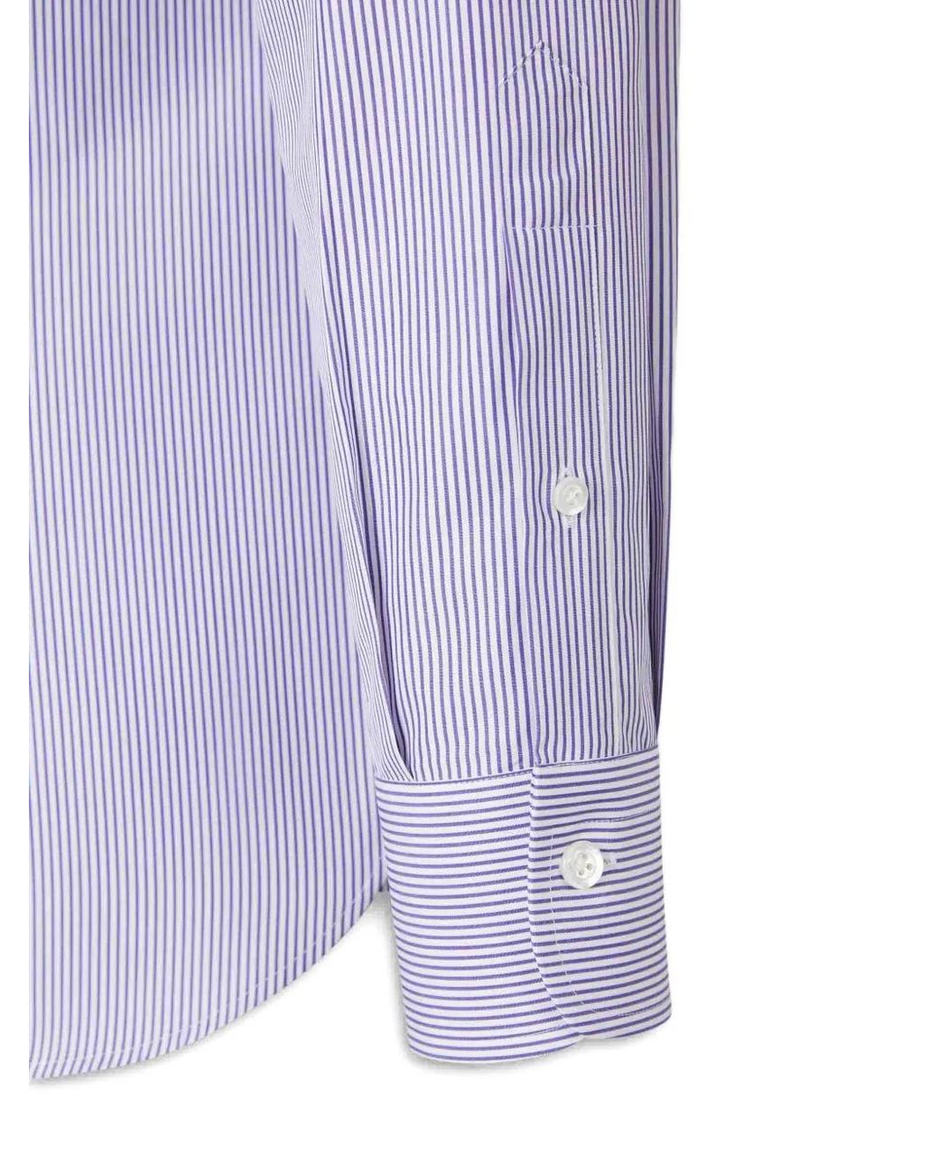 Atelier Munro Purple Striped Button Dress Shirt for men