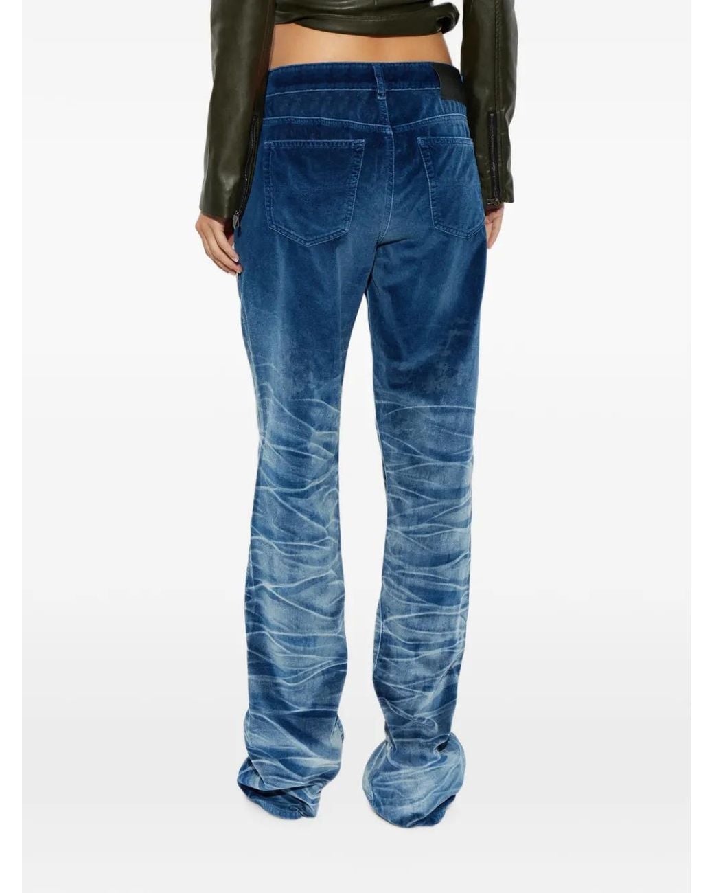 DIESEL Blue Whiskered Velvet-Effect Trousers