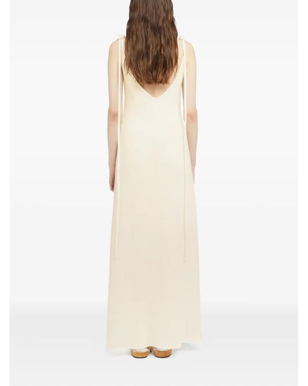 Alanui White Finets Tied-Strap Side-Split Maxi Dress