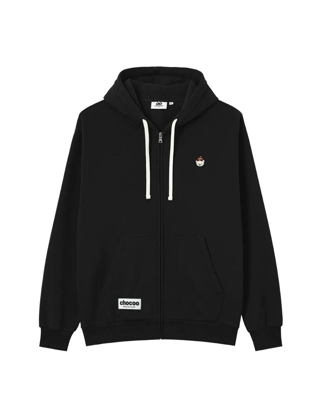 Chocoolate Black Embroidered Zip-Up Hoodie for men