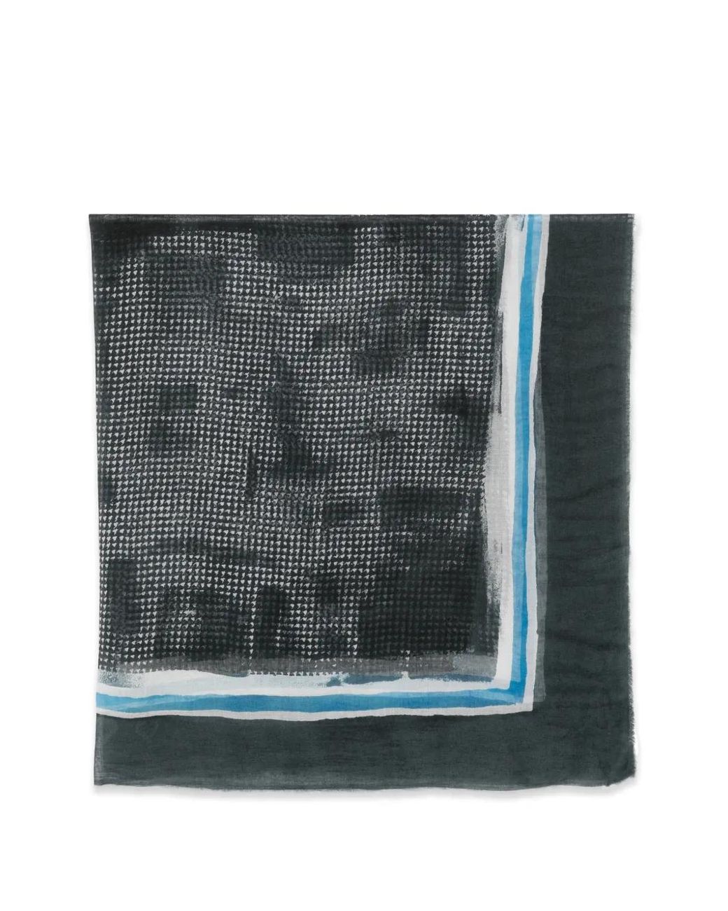 Faliero Sarti Gray Houndstooth-Pattern Frayed Scarf
