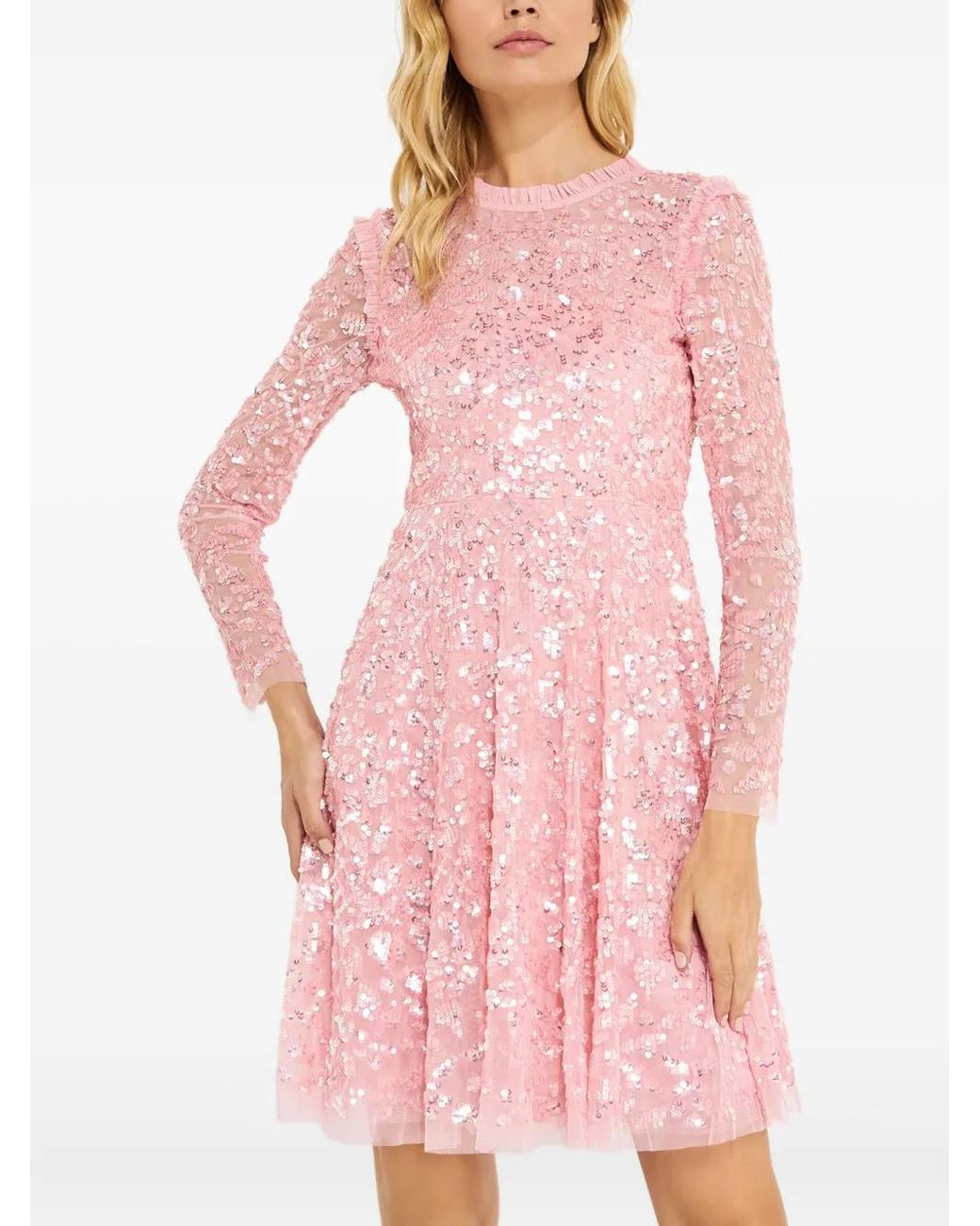 Needle & Thread Pink Aurelia Sequin-Embellished Mini Dress