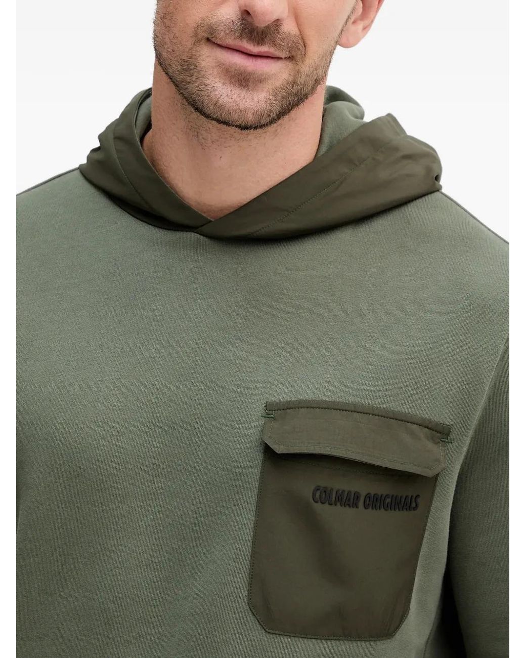 Colmar Green Chest-Pocket Hoodie for men