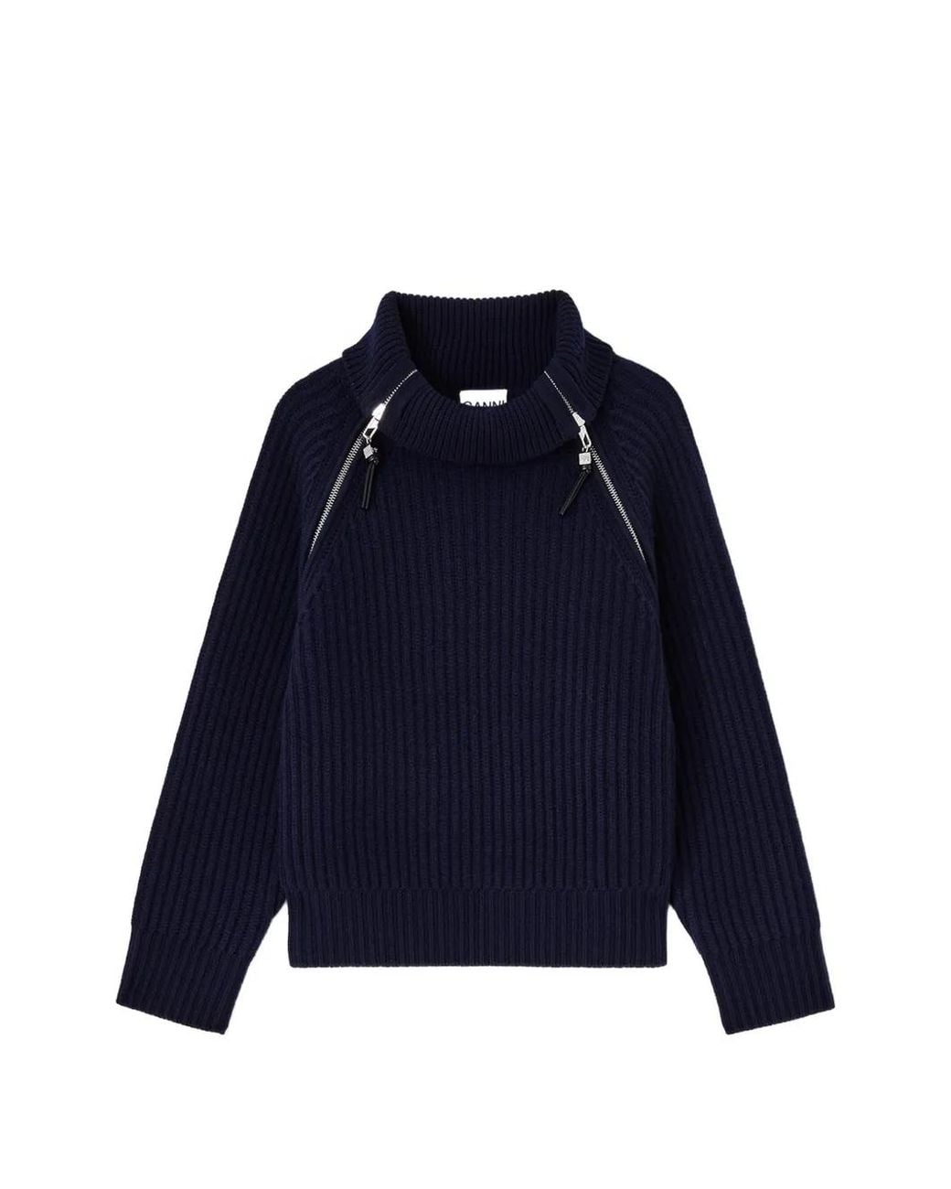 Ganni Blue Turtleneck Sweater